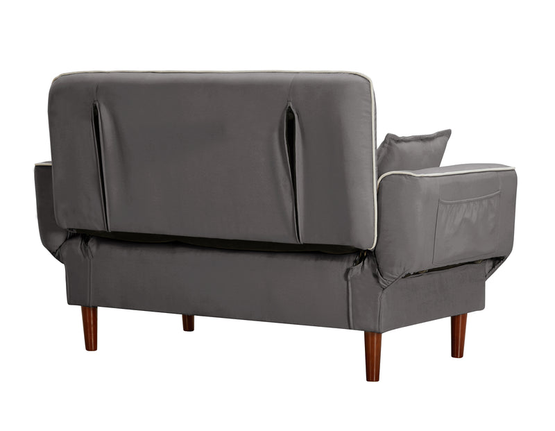 RELAX LOUNGE SOFA BED SLEEPER WITH 2 PILLOWS GREY FABRIC - Atlantic Fine Furniture Inc