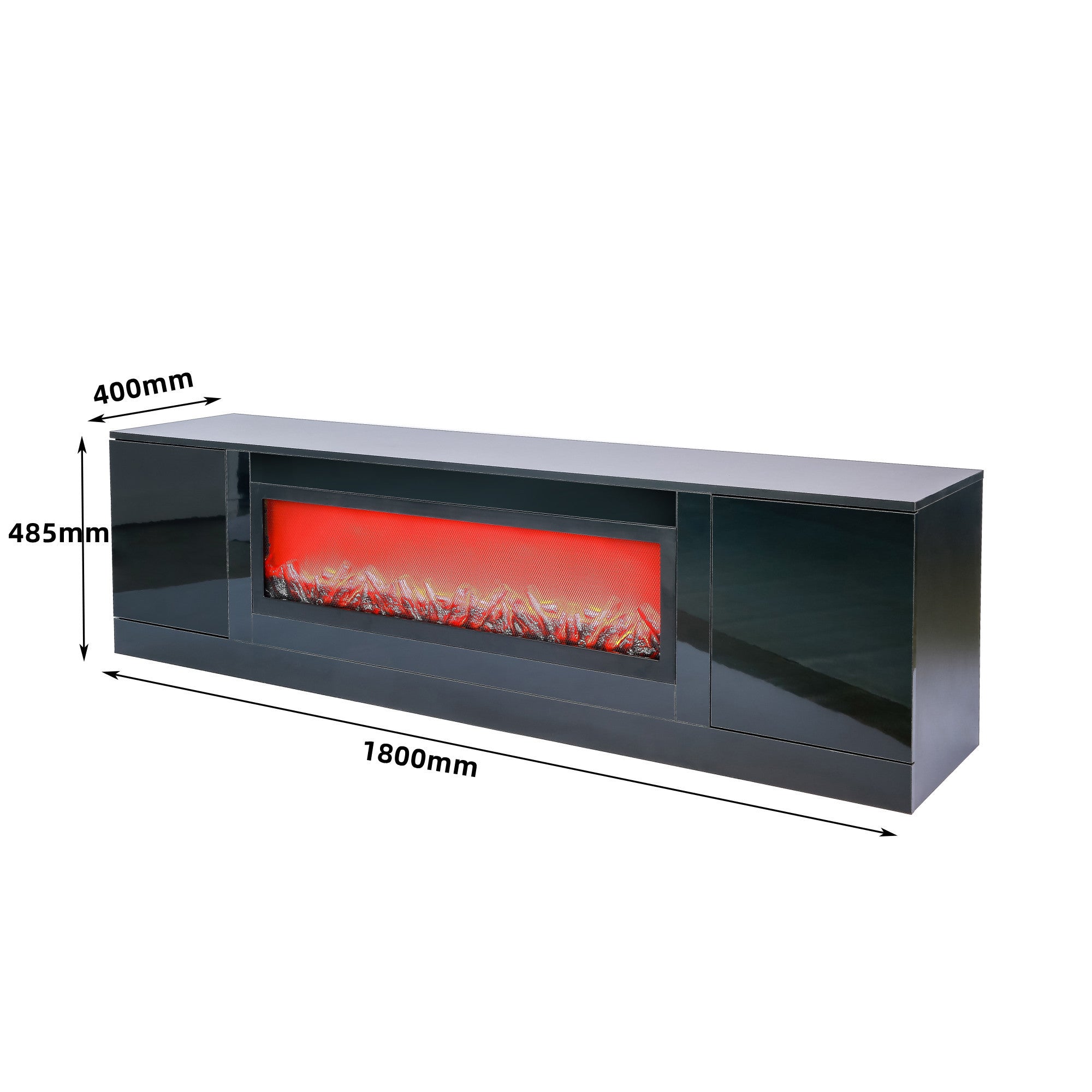 Living room furniture modern black electric fireplace TV stand with insert fireplace,without remote and heating - Atlantic Fine Furniture Inc