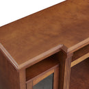 Modern Electric Fireplace TV Stand, Fit up to 55" Flat Screen TV with Two Tempered Glass Storage Cabinet and Adjustable Shelves Wood Veneer TV Console for Living Room, Cherry - Atlantic Fine Furniture Inc