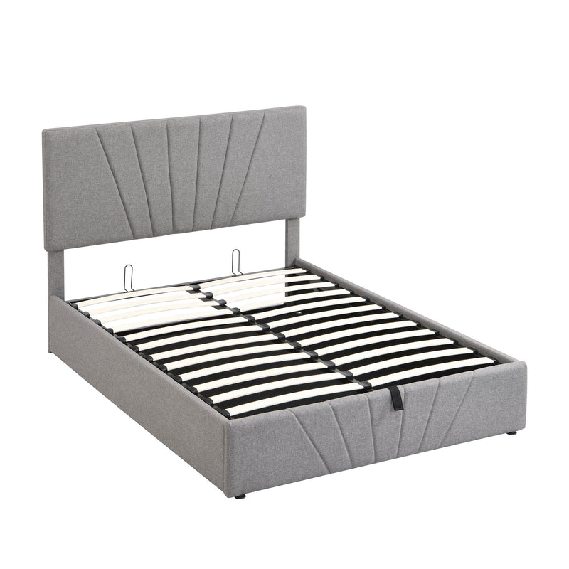 Full Size Upholstered Platform Bed With A Hydraulic Storage System Gray