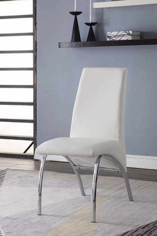 The Pervis collection has a armless side chairs that features padded seat & back in faux leather.