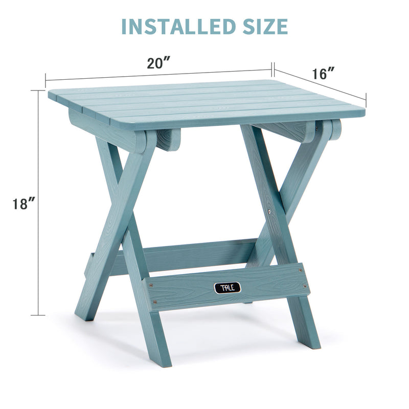TALE Adirondack Portable Folding Side Table Square All-Weather and Fade-Resistant Plastic Wood Table Perfect for Outdoor Garden, Beach, Camping, Picnics Blue
