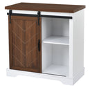 Bathroom Storage Cabinet, Freestanding Accent Cabinet, Sliding Barn Door, Thick Top, Adjustable Shelf, White and Brown - Atlantic Fine Furniture Inc