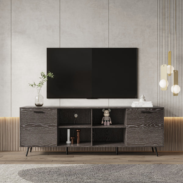TV Stand Mid-Century Wood Modern Entertainment Center Adjustable Storage Cabinet TV Console for Living Room - Atlantic Fine Furniture Inc