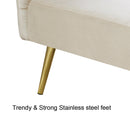 Winforce factory directly supply 280g Italian velvet folding sofa bed, foldable armrests with magazine bags futon, 78inch sleeper sofa, beige velvet - Atlantic Fine Furniture Inc