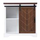 Bathroom Storage Cabinet, Freestanding Accent Cabinet, Sliding Barn Door, Thick Top, Adjustable Shelf, White and Brown - Atlantic Fine Furniture Inc