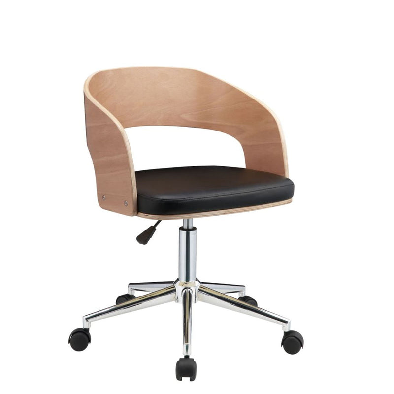 Yoshiko - Office Chair - Black PU & Beech