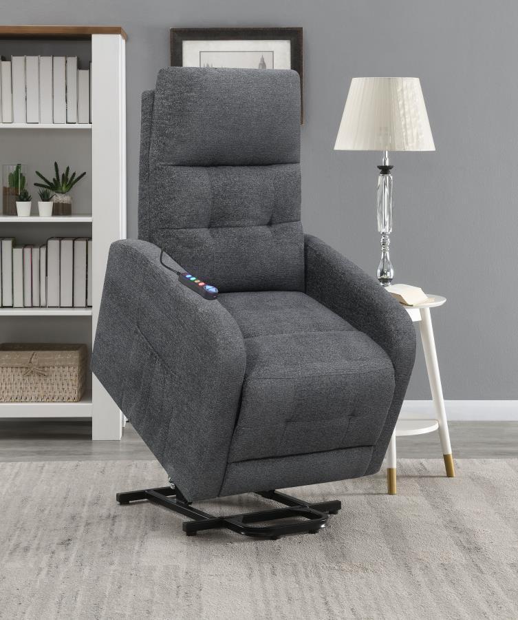 Howie - Tufted Upholstered Power Lift Recliner - Charcoal