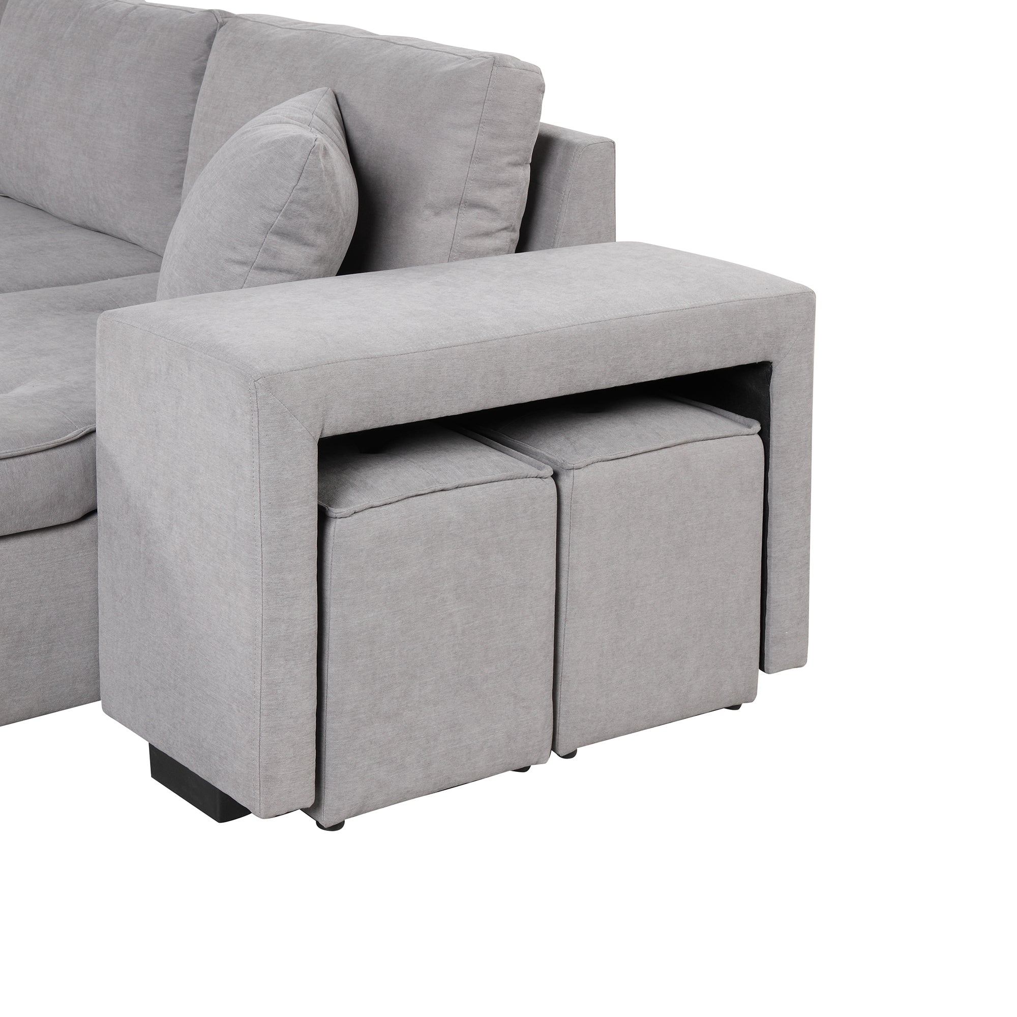 Orisfur. 104" Pull Out Sleeper Sofa Reversible L-Shape 3 Seat Sectional Couch with Storage Chaise and 2 Stools for Living Room Furniture Set - Atlantic Fine Furniture Inc