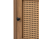 bedside cupboard,Bedside table, drawer cabinet, single door side cabinet, rattan cabinet door, yellow - Atlantic Fine Furniture Inc