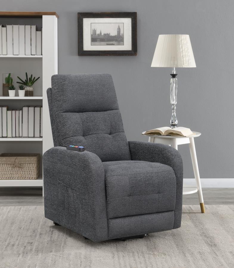 Howie - Tufted Upholstered Power Lift Recliner - Charcoal
