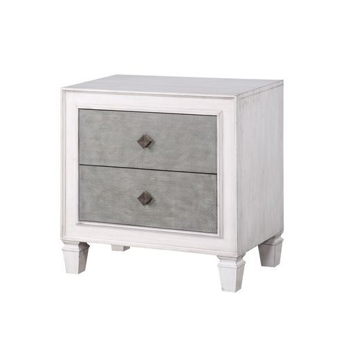 Katia - Nightstand - Rustic Gray & White Finish