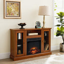 Modern Electric Fireplace TV Stand Fit up to 55" Flat Screen TV  Adjustable Tempered Glass Shelves , Espresso - Atlantic Fine Furniture Inc