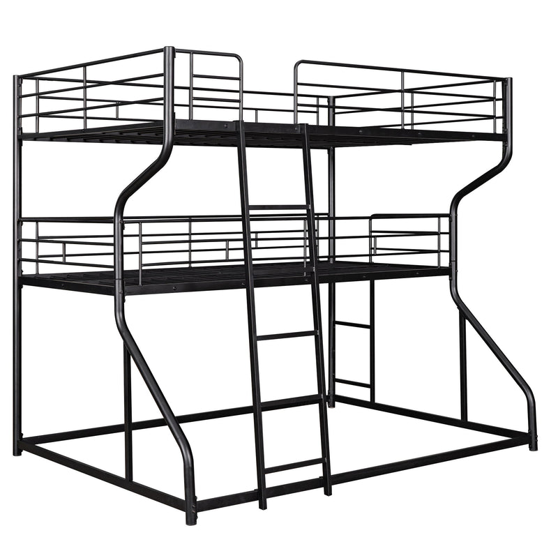 Full Long Over Twin Long Over Queen Size Triple Bunk Bed With Long And Short Ladder, Black