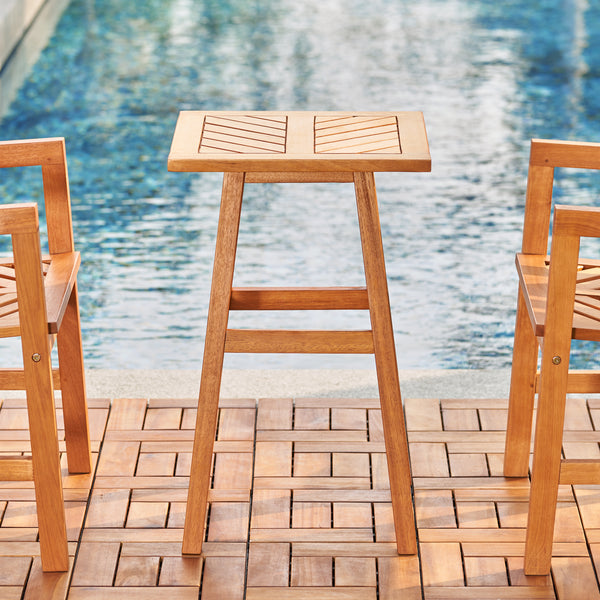 Olina Honey Fish Bone Eucalyptus Wooden Outdoor Side Table - Atlantic Fine Furniture Inc