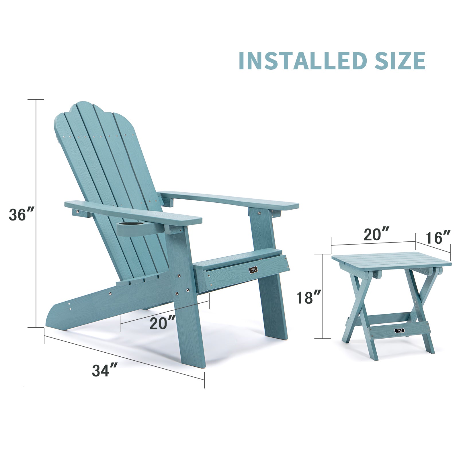 TALE Adirondack Portable Folding Side Table Square All-Weather and Fade-Resistant Plastic Wood Table Perfect for Outdoor Garden, Beach, Camping, Picnics Blue - Atlantic Fine Furniture Inc