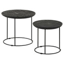 Loannis - 2 Piece Round Mango Wood Nesting Table - Matte Black - Atlantic Fine Furniture Inc