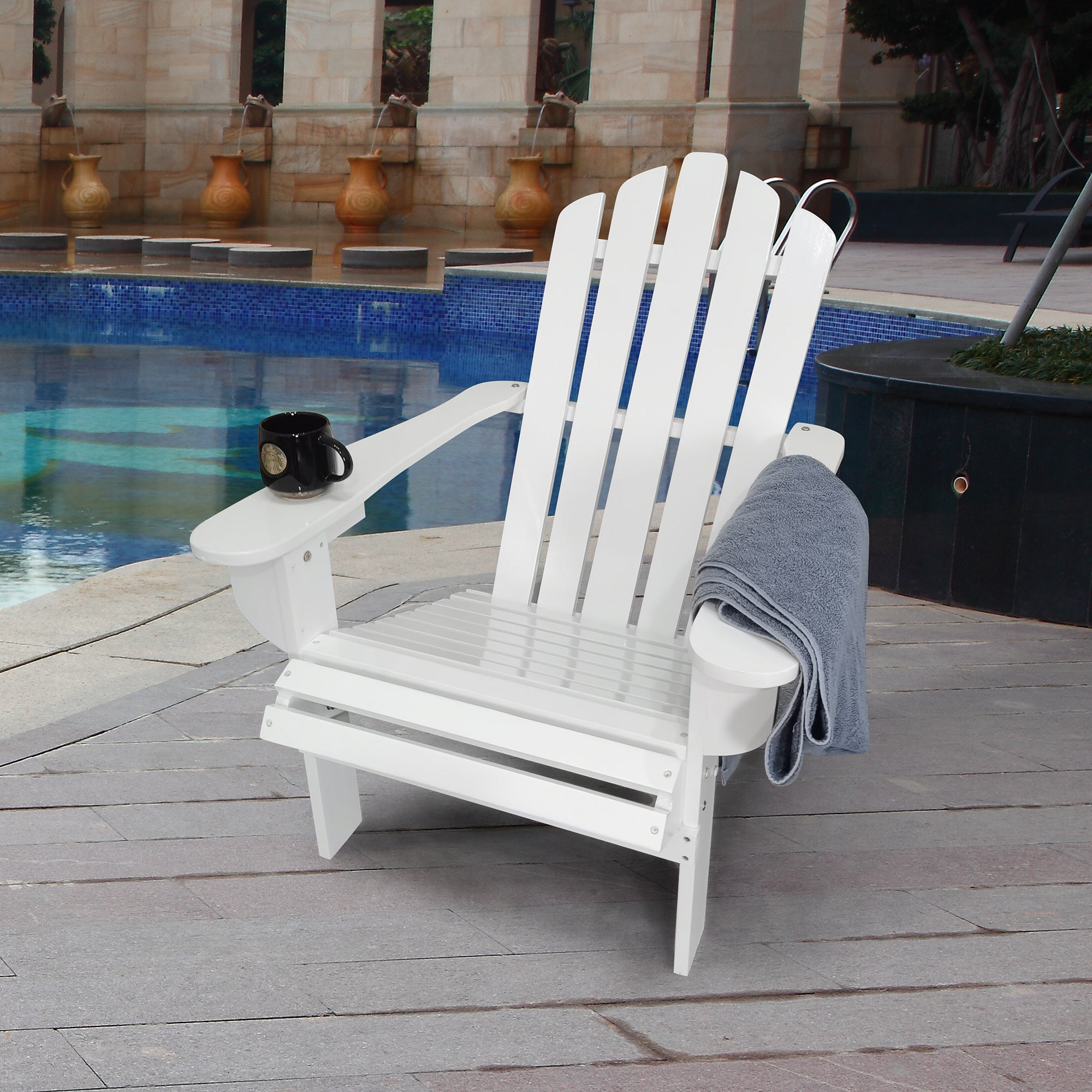 Outdoor or indoor  Wood Reclining Adirondack chair  White - Atlantic Fine Furniture Inc