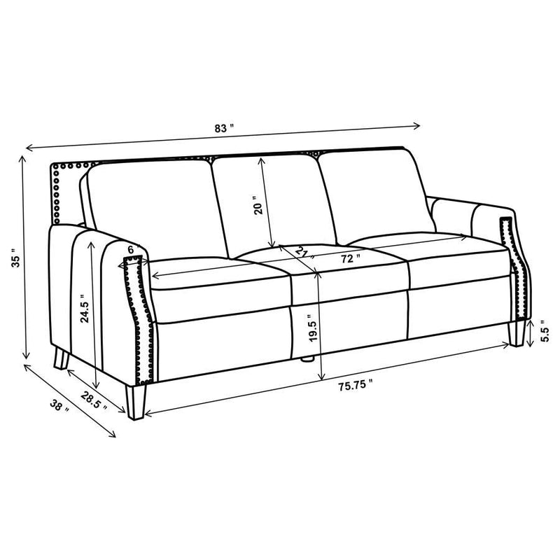 Leaton - Upholstered Recessed Arms Sofa - Brown Sugar