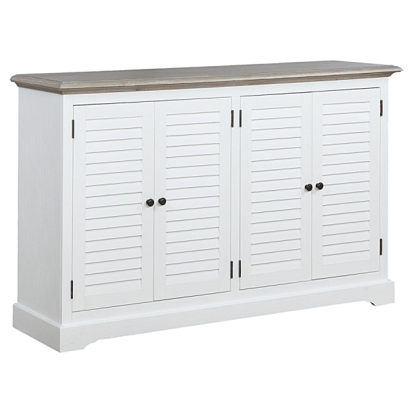 Plantation Credenza - White/French Grey Top - Atlantic Fine Furniture Inc