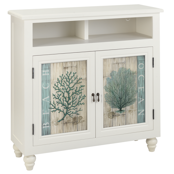 Coney Island Media Cabinet White with Optional Insert Panels