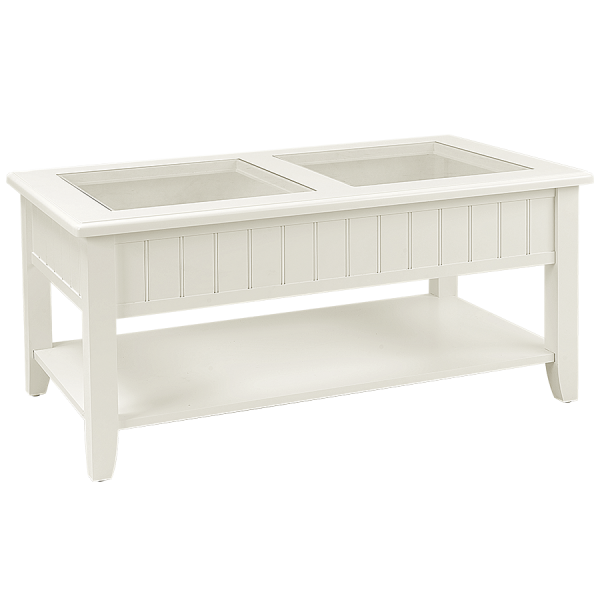 Cayman Cocktail Table White with Glass Top - Atlantic Fine Furnituress Inc