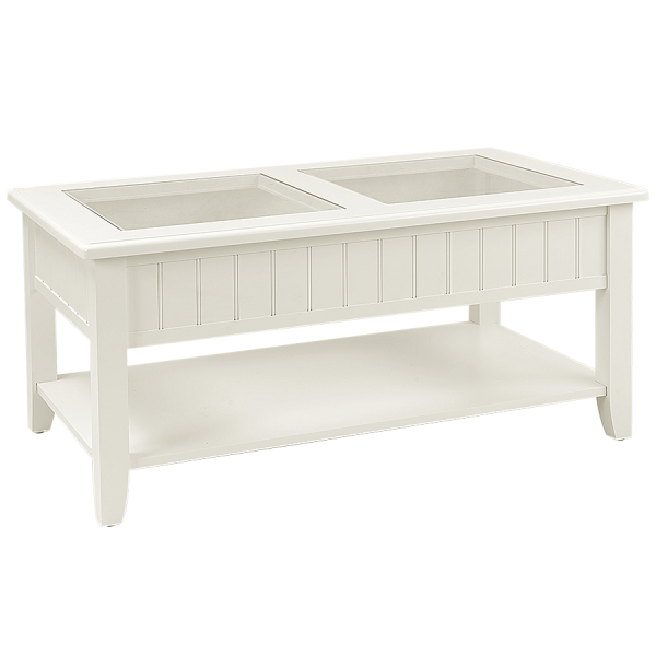 Cayman Cocktail Table White with Glass Top