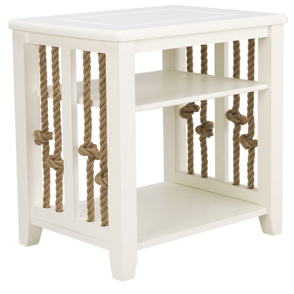 Sardinia Rope End Table White - Atlantic Fine Furniture Inc