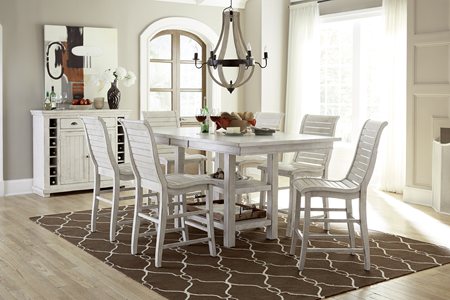 Willow Counter Dining Set Distressed White
