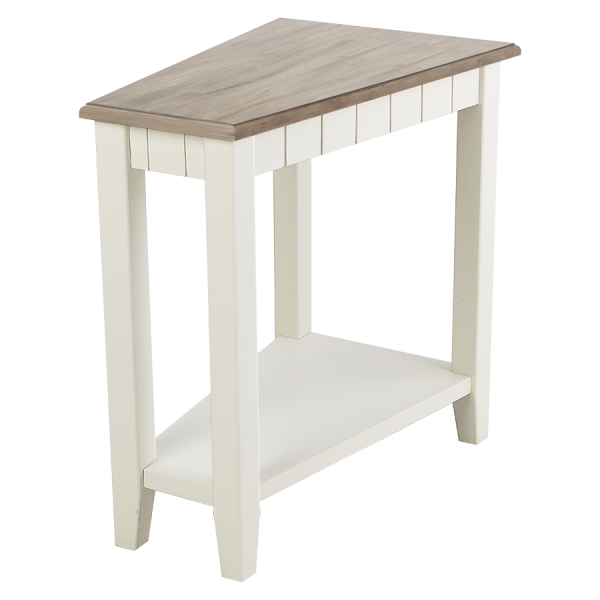 Plantation Chairside Corner Accent Table - Grey/White