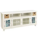 Andros Plasma Cabinet - White with Optional Insert Panel - Atlantic Fine Furniture Inc