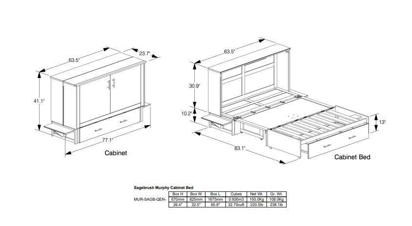 Sagebrush Murphy Cabinet Bed- bedroom furniture Melbourne fl