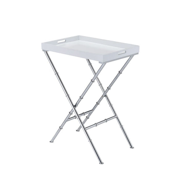 Forget the normal folding tray, go big style with the Lajos tray table. This tray table features chrome bamboo inspired legs and also offered in several different combinations. It is sure to be an entertainment option, might as well get 4 of them.