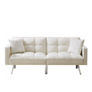 FUTON SOFA SLEEPER Beige VELVET WITH 2 PILLOWS - Atlantic Fine Furniture Inc