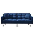 FUTON SOFA SLEEPER Navy Blue VELVET WITH 2 PILLOWS（same as W223S00357、W223S01465。Size difference, See Details in page.） - Atlantic Fine Furniture Inc