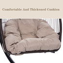 Outdoor Patio Wicker Folding Hanging Chair,Rattan Swing Hammock Egg Chair With C Type Bracket , With Cushion And Pillow - Atlantic Fine Furniture Inc