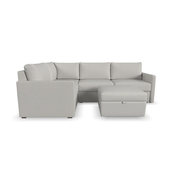 Flex - 4 Seat Sectional, Storage Ottoman - Pearl Silver