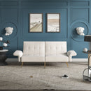 Winforce factory directly supply 280g Italian velvet folding sofa bed, foldable armrests with magazine bags futon, 78inch sleeper sofa, beige velvet - Atlantic Fine Furniture Inc