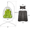 Swing Egg Chair with Stand Indoor Outdoor Wicker Rattan Patio Basket Hanging Chair with C Type bracket , with cushion and pillow,Patio Wicker folding Hanging Chair - Atlantic Fine Furniture Inc