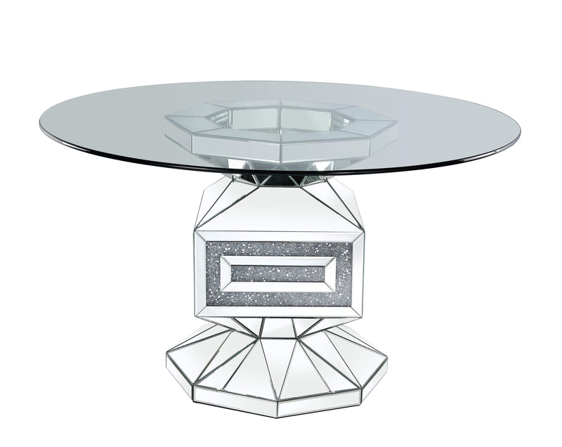 Noralie - Dining Table - Clear Glass, Mirrored & Faux Diamonds - 30"