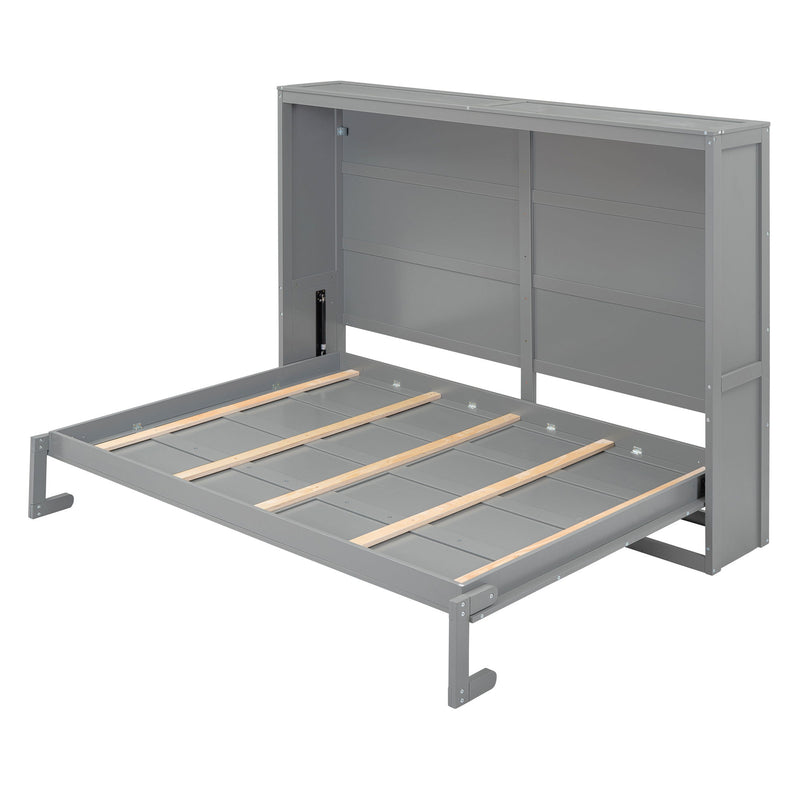 Queen Size Murphy Bed Wall Bed, Gray