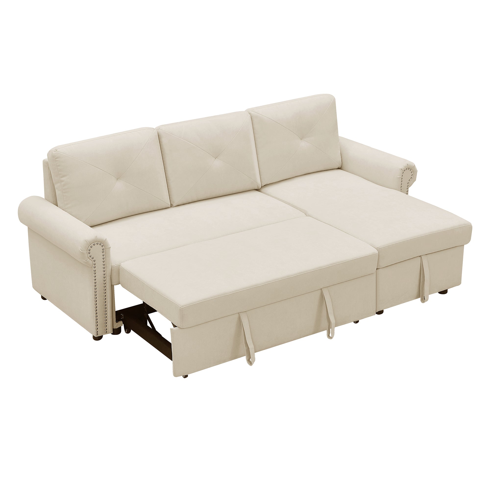 Orisfur. 83" Sleeper Sofa Bed Convertible Sectional Couch, 3-Seater L-Shape Corner Couch with Storage Chaise for Living Room Apartment - Atlantic Fine Furniture Inc