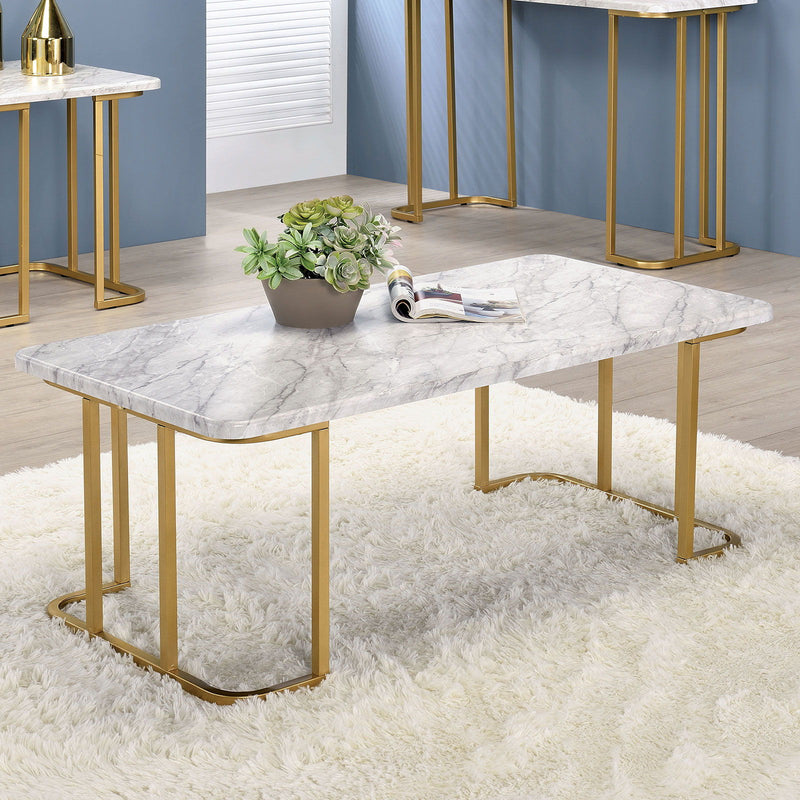 Calista - Coffee Table - Gold / White