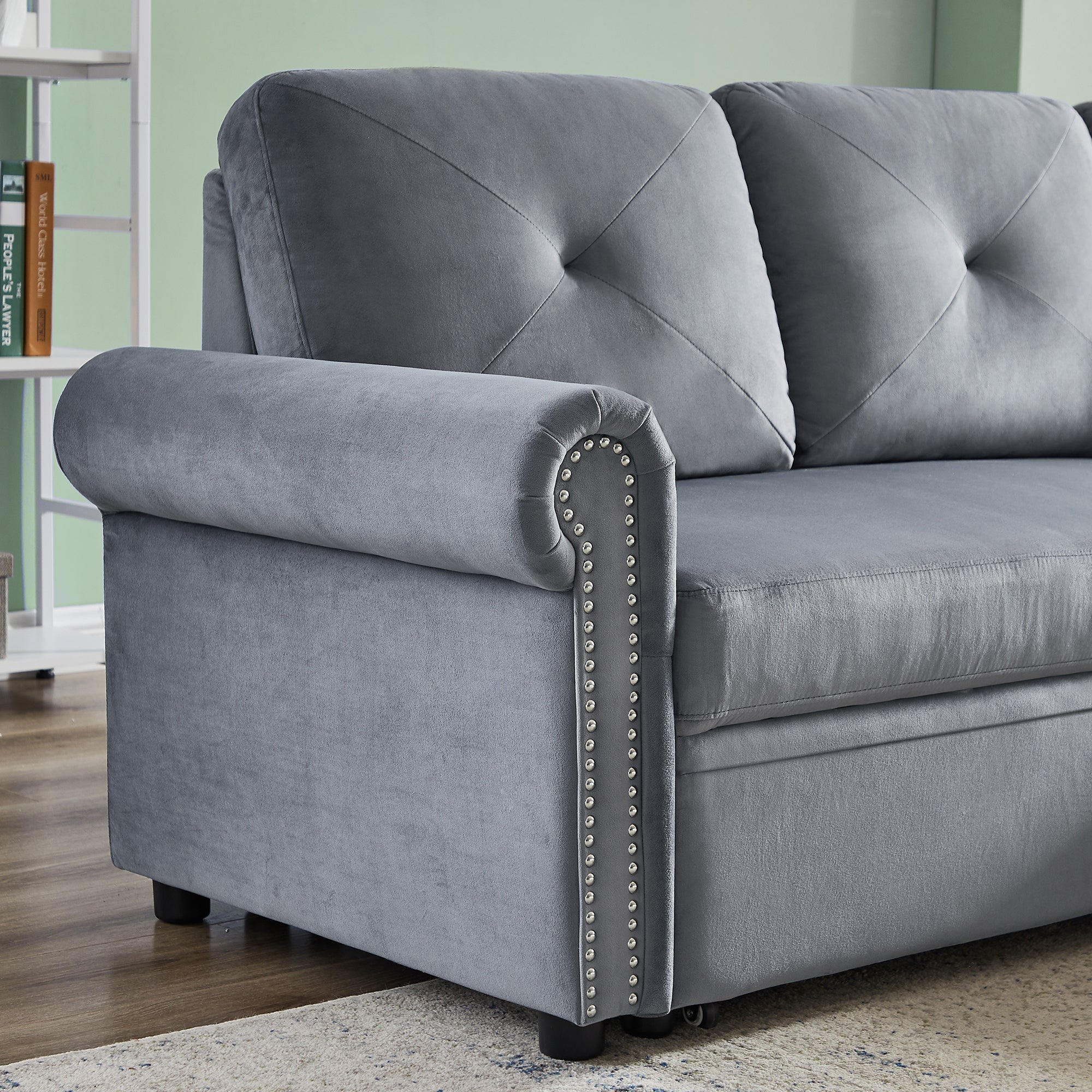 Orisfur. 83" Sleeper Sofa Bed Convertible Sectional Couch, 3-Seater L-Shape Corner Couch with Storage Chaise for Living Room Apartment - Atlantic Fine Furniture Inc