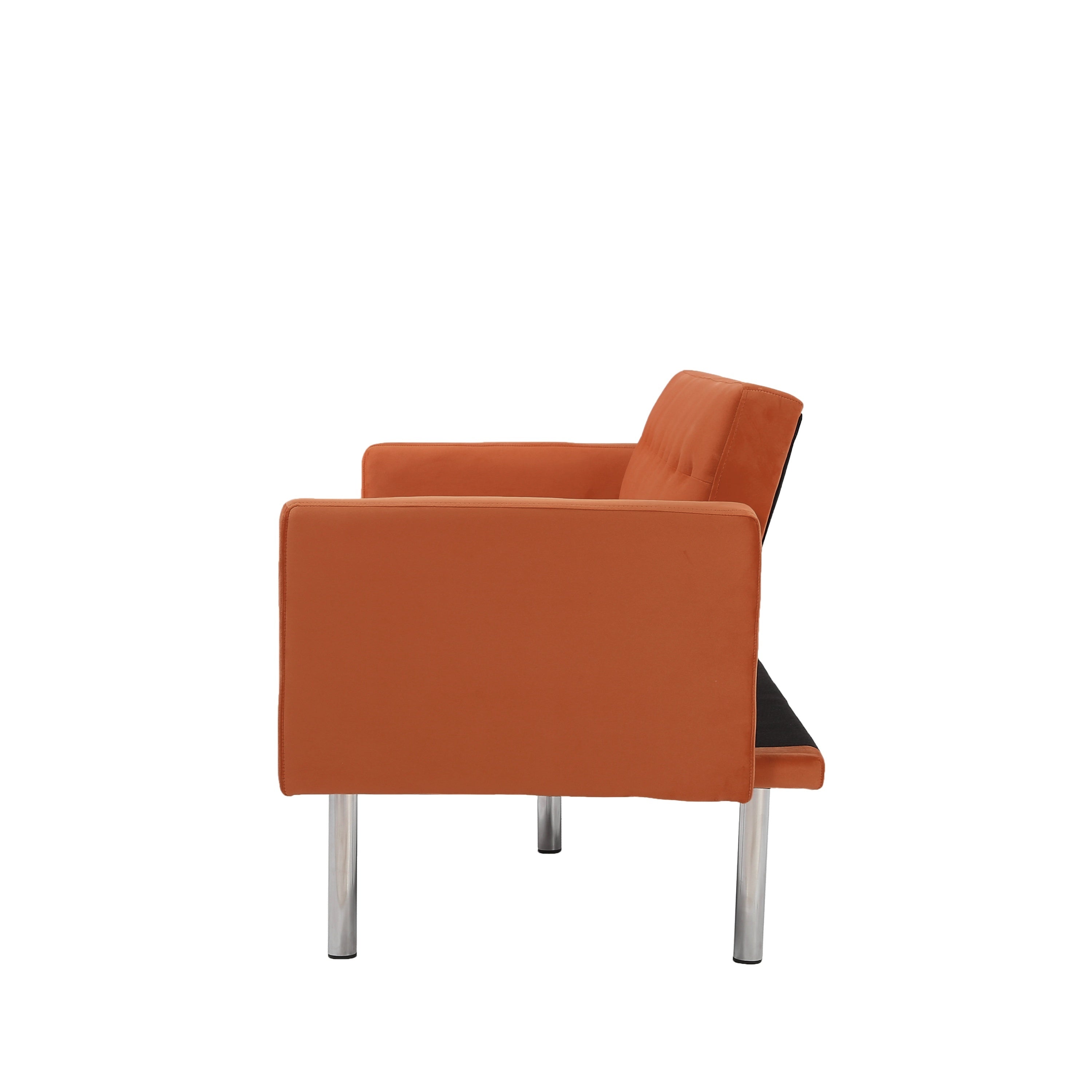 Square arm sleeper sofa Orange Velvet ***Not available for sale on Walmart*** - Atlantic Fine Furniture Inc