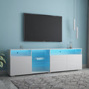 TV Stand  High Gloss Doors Modern TV Stand LED (White) - Atlantic Fine Furniture Inc
