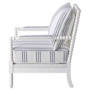 Blanchett - Upholstered Bobbin Accent Chair - White And Navy - Atlantic Fine Furniture Inc