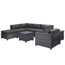 U_Style 8 Piece Rattan Sectional Seating Group with Cushions, Patio Furniture Sets, Outdoor Wicker Sectional - Atlantic Fine Furniture Inc
