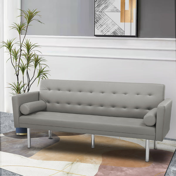 Square arm sleeper sofa GREY PU ***Not available for sale on Walmart*** - Atlantic Fine Furniture Inc