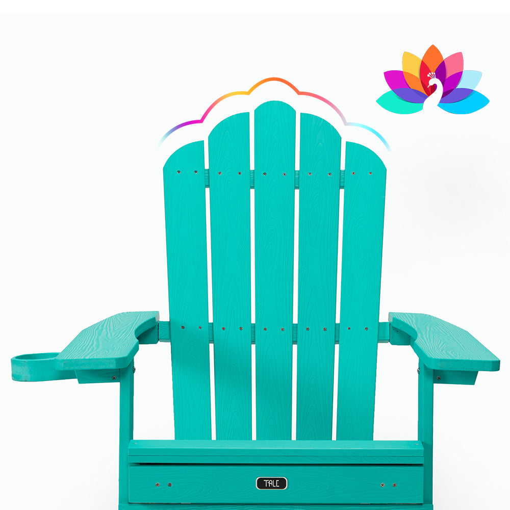 TALE Folding Adirondack Chair with Pullout Ottoman with Cup Holder, Oversized, Poly Lumber,  for Patio Deck Garden, Backyard Furniture, Easy to Install,GREEN. Banned from selling on Amazon - Atlantic Fine Furniture Inc